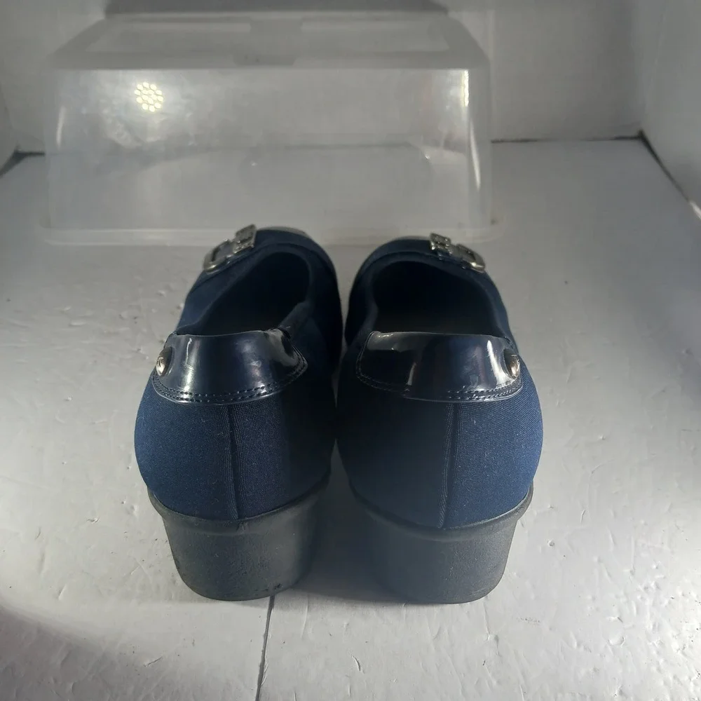 Anne Klein Sport Wedge Pumps 8M Navy Blue Business Casual Professional